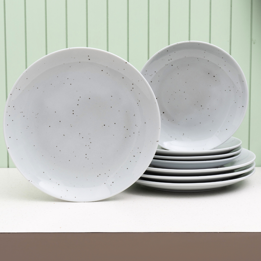 Grains Grey Porcelain Dinner Set- 8 piece, For Family of 4
