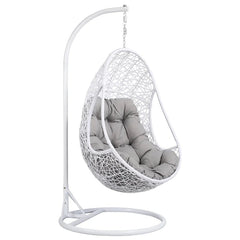 Lothario Single Seater Hanging Swing With Stand For Balcony , Garden Swing (White)