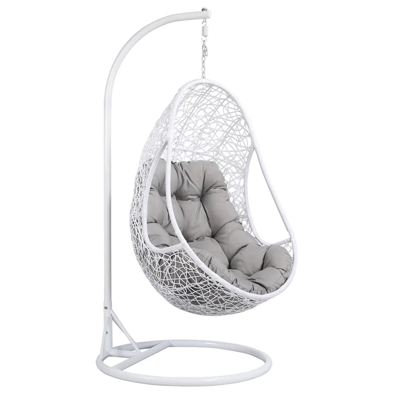 Lothario Single Seater Hanging Swing With Stand For Balcony , Garden Swing (White)