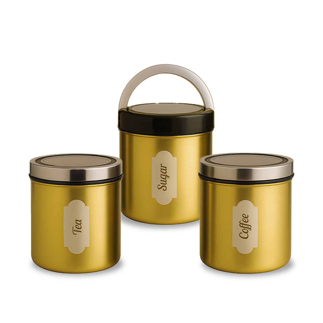 Wonderchef Ambrosia Kitchen Organiser 3 Pc. Set with See-through Lid for Kitchen/Dining Table, Store Tea Coffee Sugar, A