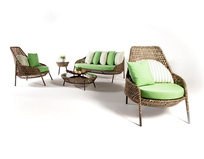 Gustavo Outdoor Sofa Set 2 Seater , 2 Single seater , 1 Side table and 1 Center Table (Brown)