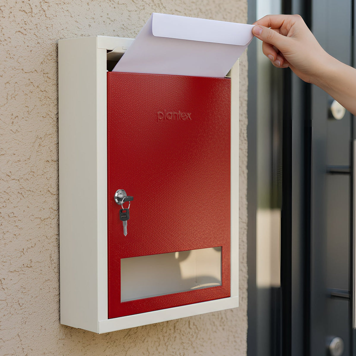 Plantex All in 1 Multipurpose Big Size Letter/Complaint/Suggestion/Donation Box with Lock - Table Top or Wall Mount (Red & Ivory)-1