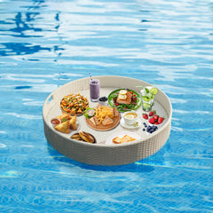 Ken Luxury Floating Serving Tray For Swimming Pool - White ( Round )