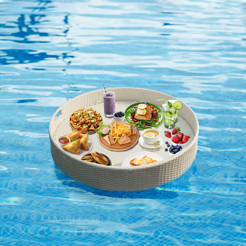 Ken Luxury Floating Serving Tray For Swimming Pool - White ( Round )