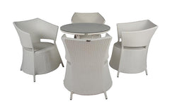 Tubl Outdoor Patio Seating Set 4 Chairs and 1 Table Set (White)