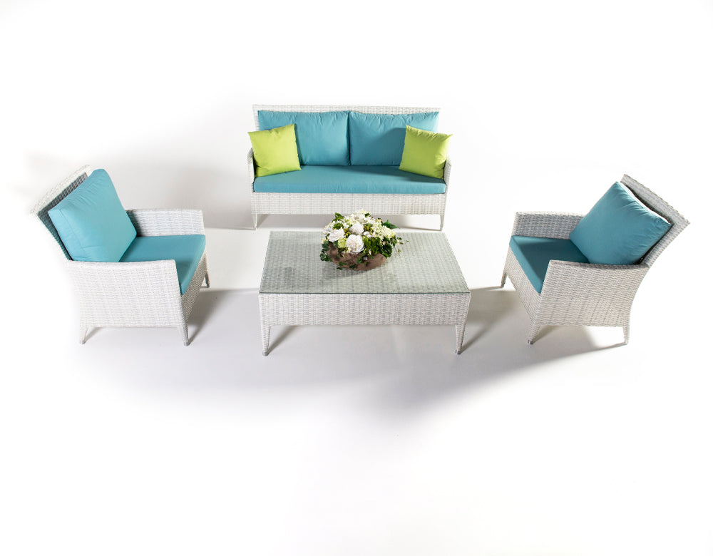 Pio Outdoor Sofa Set  2 Seater , 2 Single seater and 1 Center Table (White)