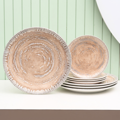 Textures Ground Porcelain Dinner Set- 8 piece, For Family of 4