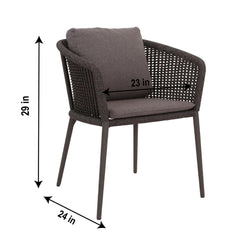 Pico Outdoor Patio Seating Set 2 Chairs and 1 Table Set (Black) Braided & Rope