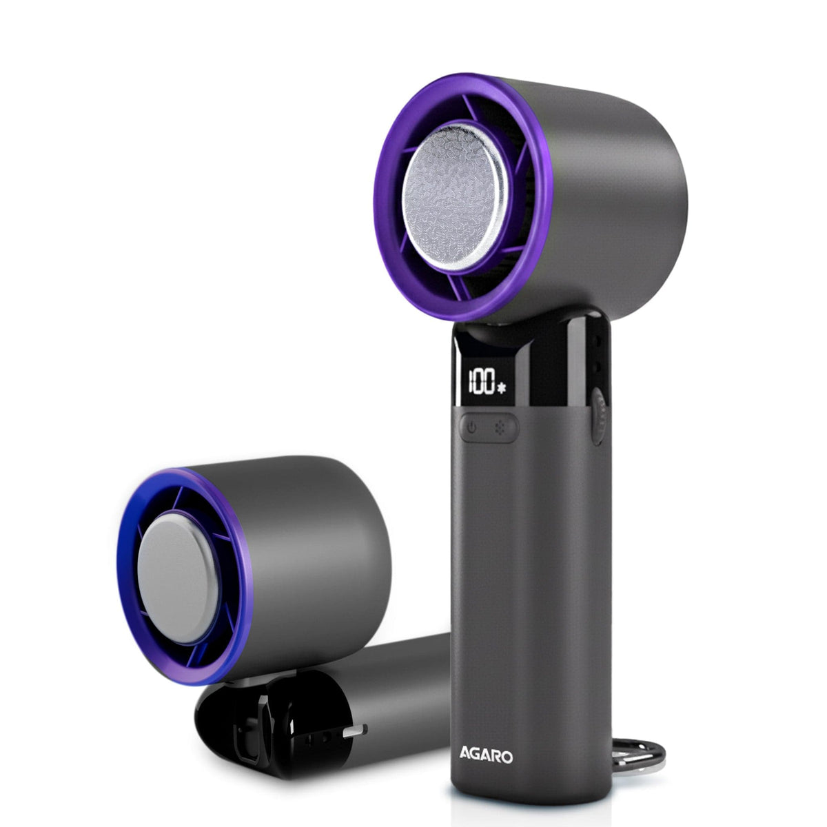 AGARO Regency Mini Handheld Fan with Ice Touch Technology, 100 Adjustable Speeds, 4000mAh Rechargeable Battery, USB-C Ch