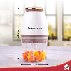 Wonderchef Nutri-chop Pearl Electric Chopper | 4 Sharp Stainless Steel Blades | 700ml | 350W | Chop and Mince Vegetables