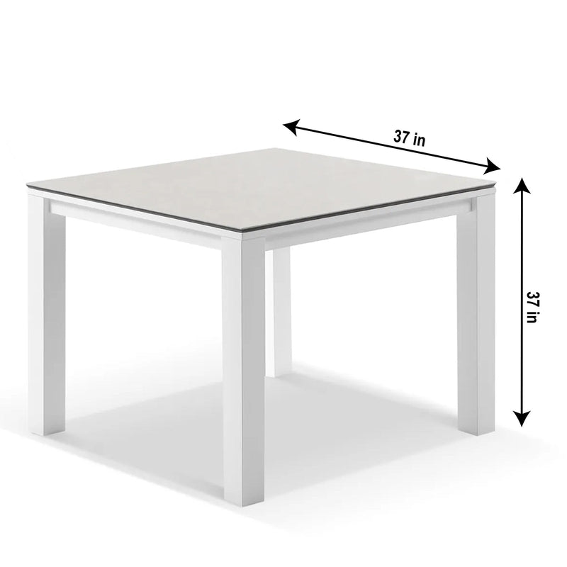 Outre Outdoor Patio Seating Set 4 Chairs and 1 Table Set (White + Grey) Braided & Rope
