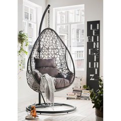 Edmondo Single Seater Hanging Swing With Stand For Balcony , Garden Swing (Dark Brown)