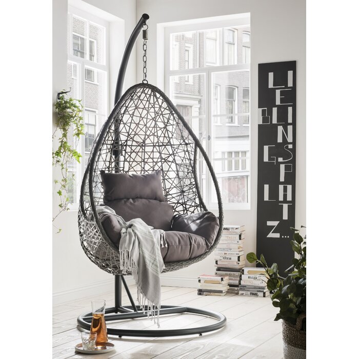 Edmondo Single Seater Hanging Swing With Stand For Balcony , Garden Swing (Dark Brown)