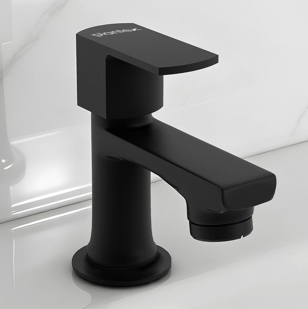 Plantex Pillar Tap for Wash Basin with Water Saving Aerator and Brass Spindle/Quarter Turn Basin Tap with Teflon Tape/Pillar Cocke for Wash Basin - Pack of 1 (Saga, Black)