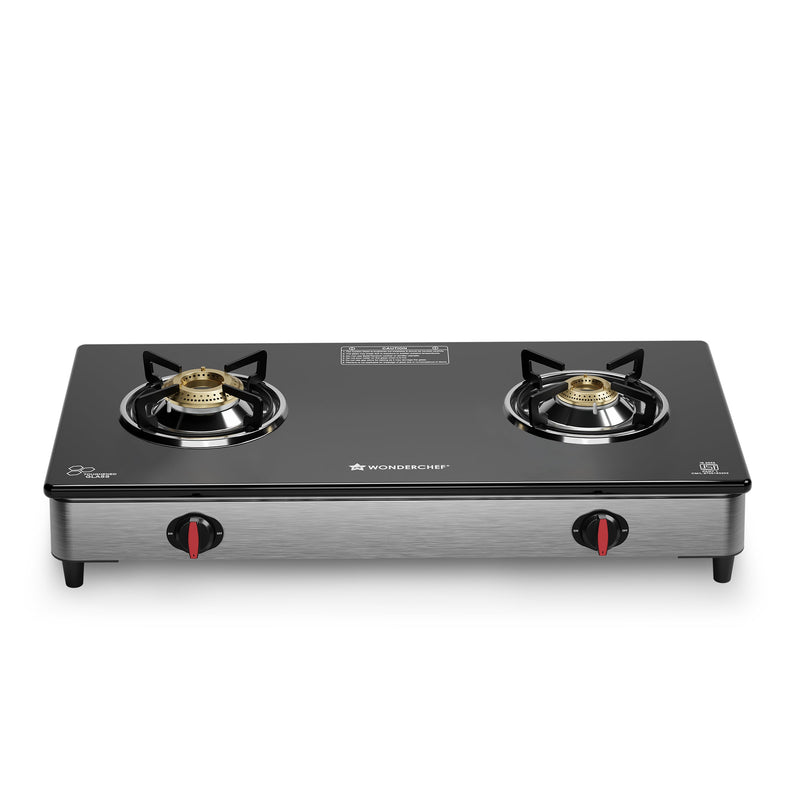 Wonderchef Galaxy 2 Burner Auto Gas Stove | 6mm Toughened Glass | Piezo Auto Ignition | 2 Years Warranty