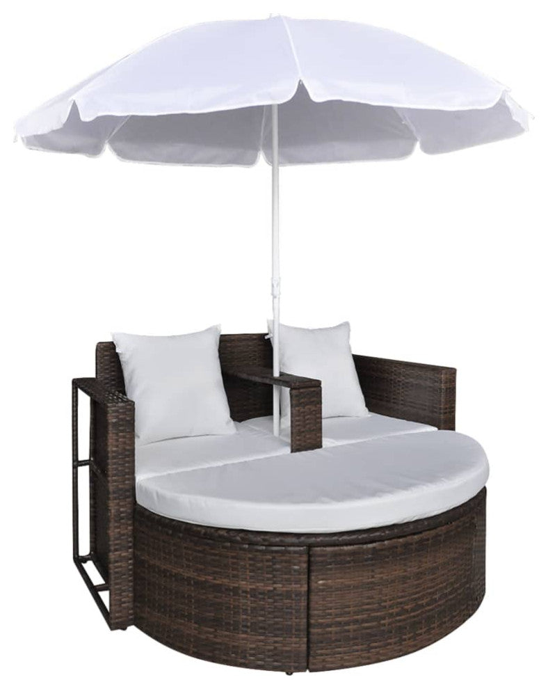 Donatello Outdoor Poolside Sunbed With Cushion Daybed (Brown)