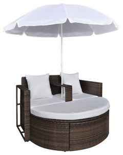 Donatello Outdoor Poolside Sunbed With Cushion Daybed (Brown)