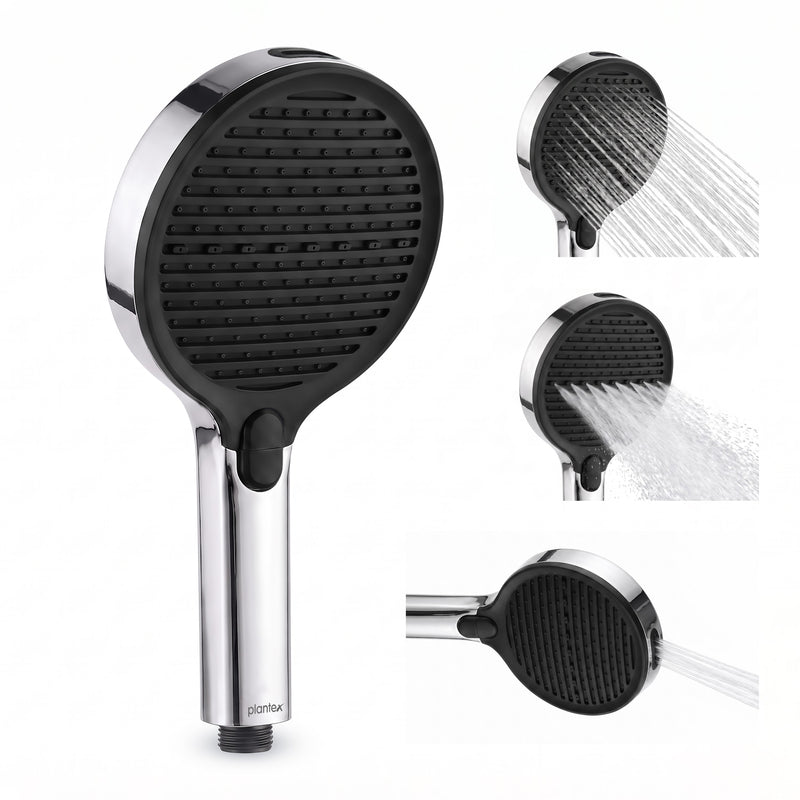 Plantex ABS Hand Shower for Bathroom/3 Mode Multifunctional Shower/Rectangle Hand Shower Without Hose Pipe for Home/Hotel - (Chrome, H-XM95)-1