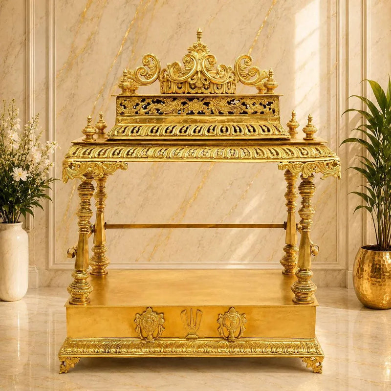 Brass Vaikuntham Heritage Simhasan / Temple (39 Inch)