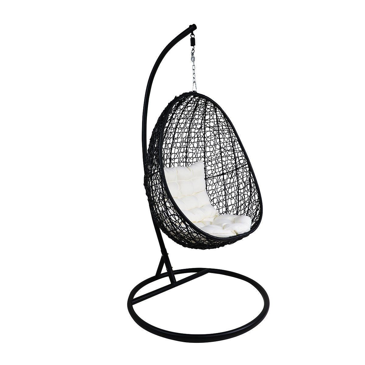 Oscuro Single Seater Hanging Swing With Stand For Balcony , Garden Swing (Black)