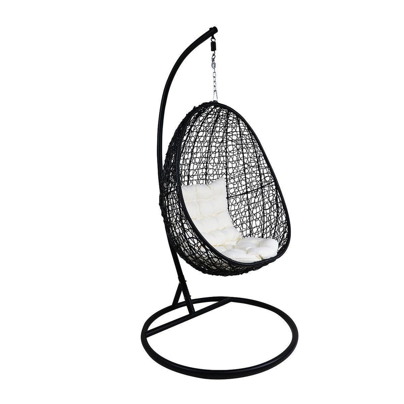 Oscuro Single Seater Hanging Swing With Stand For Balcony , Garden Swing (Black)