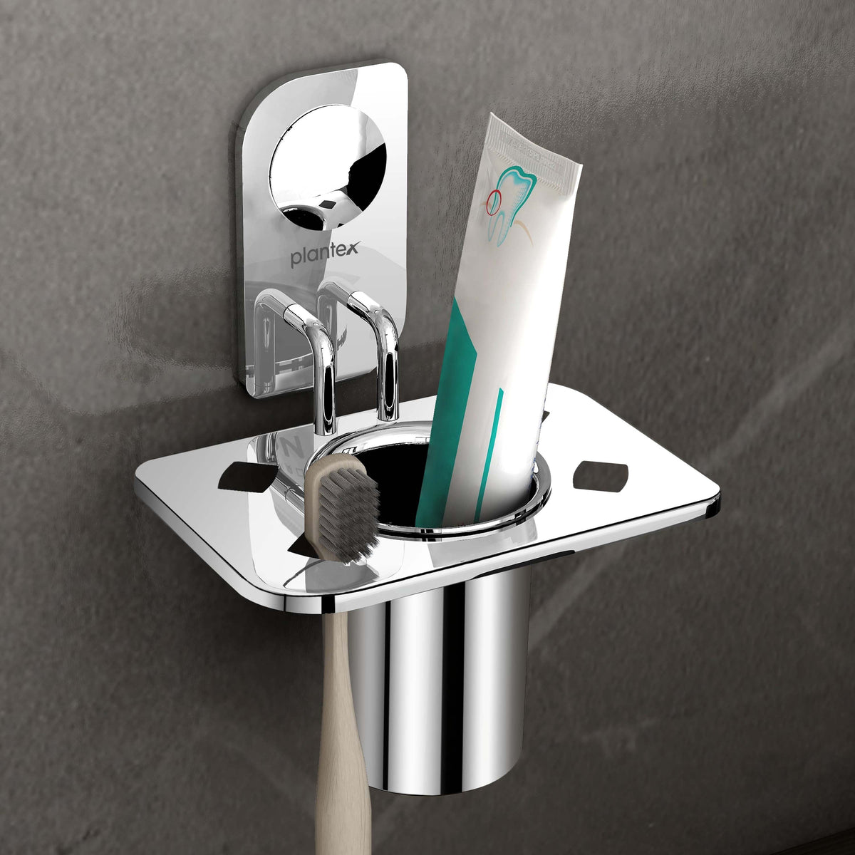 Plantex Stainless Steel Tooth Brush Holder/Tumbler Holder/Bathroom Accessories - (Dream - Chrome)-1