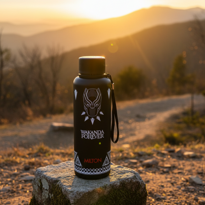 Black Panther Wakanda Forever 3D Print Thermosteel Bottle (Milton)