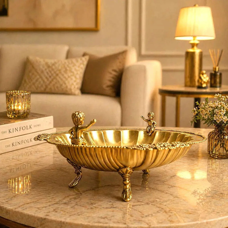 Brass Shell Shaped Decorative Serving Tray / Bowl (13 Inch)