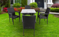 Brishti Outdoor Patio Seating Set 4 Chairs and 1 Table Set (Black)