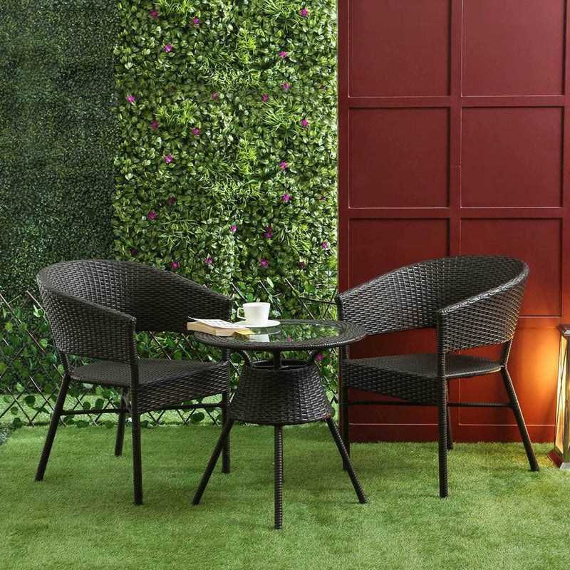 Bud Outdoor Patio Seating Set 2 Chairs and 1 Table Set (Brown)