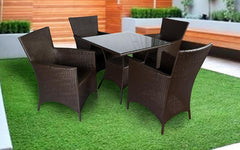 Kaddu Outdoor Patio Seating Set 4 Chairs and 1 Table Set (Dark Brown)