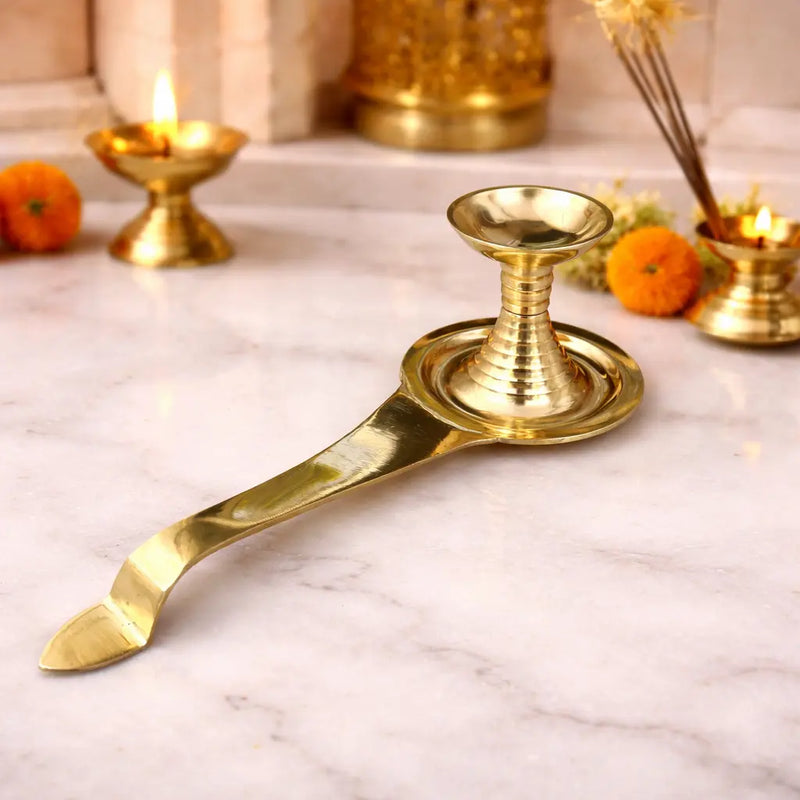 Brass Dhoop Aarti Spoon (9.8 Inch)