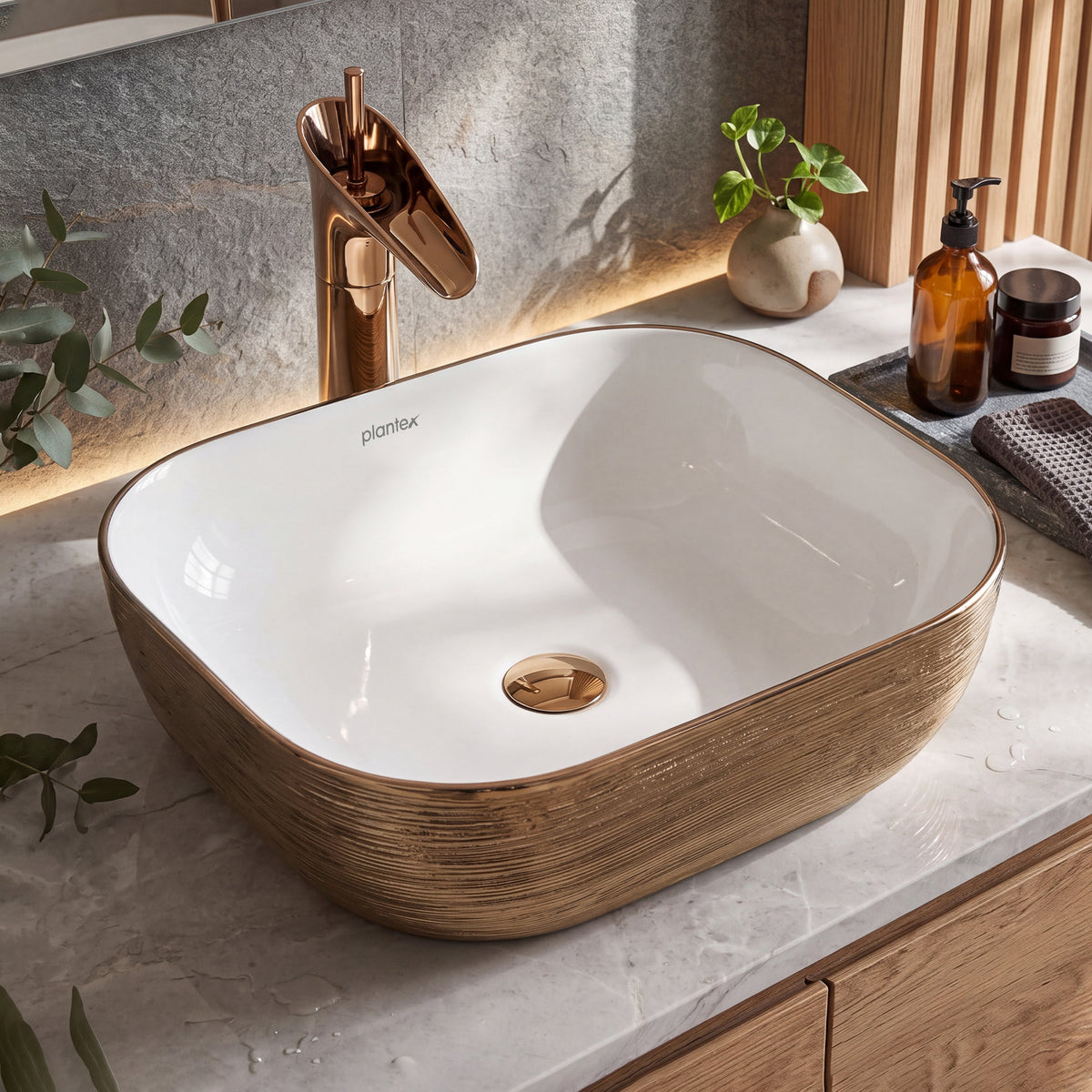 Plantex Ceramic Table Top Wash Basin/Basin for Bathroom/Washbasin/Bathroom Sink - Indo European Collection (19.7 x 15 x 5.5 Inch)-1