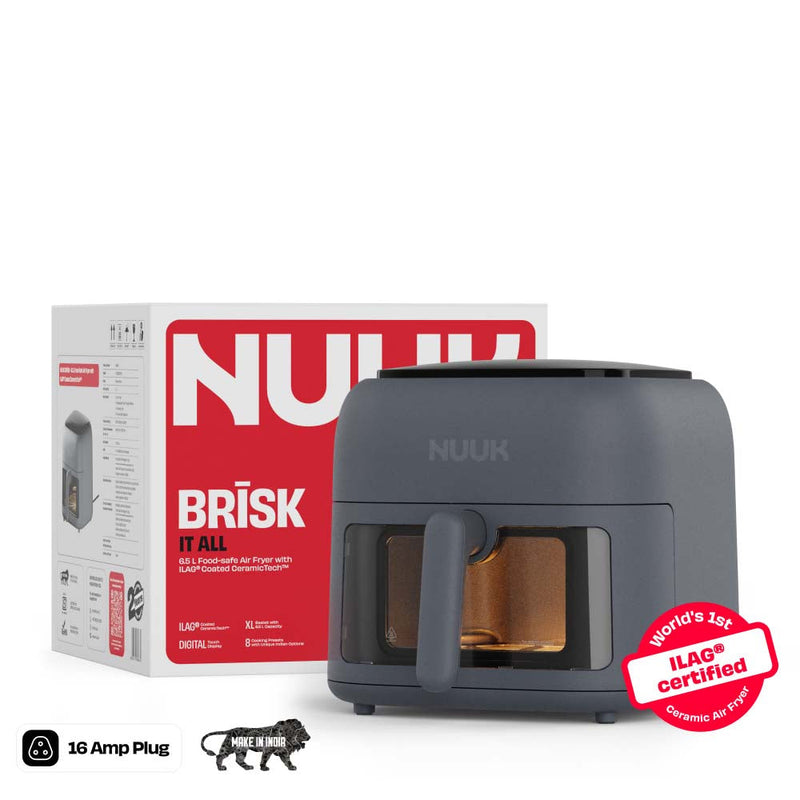 World's 1st 100% Toxin-Free ILAG® Certified CeramicTech™ Air Fryer with XL Basket | BRĪSK