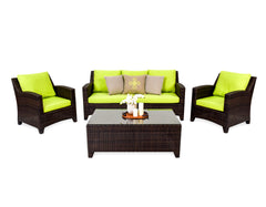 Alfonsoo Outdoor Patio Sofa Set 5 Seater and 1 Center Table (Dark brown)