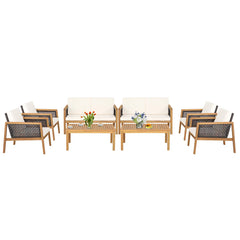 Baaz Outdoor Garden Balcony Sofa Set 2 Double Seater, 4 Single seater 2 Double seater With 2 Center Table Set (Brown + White)
