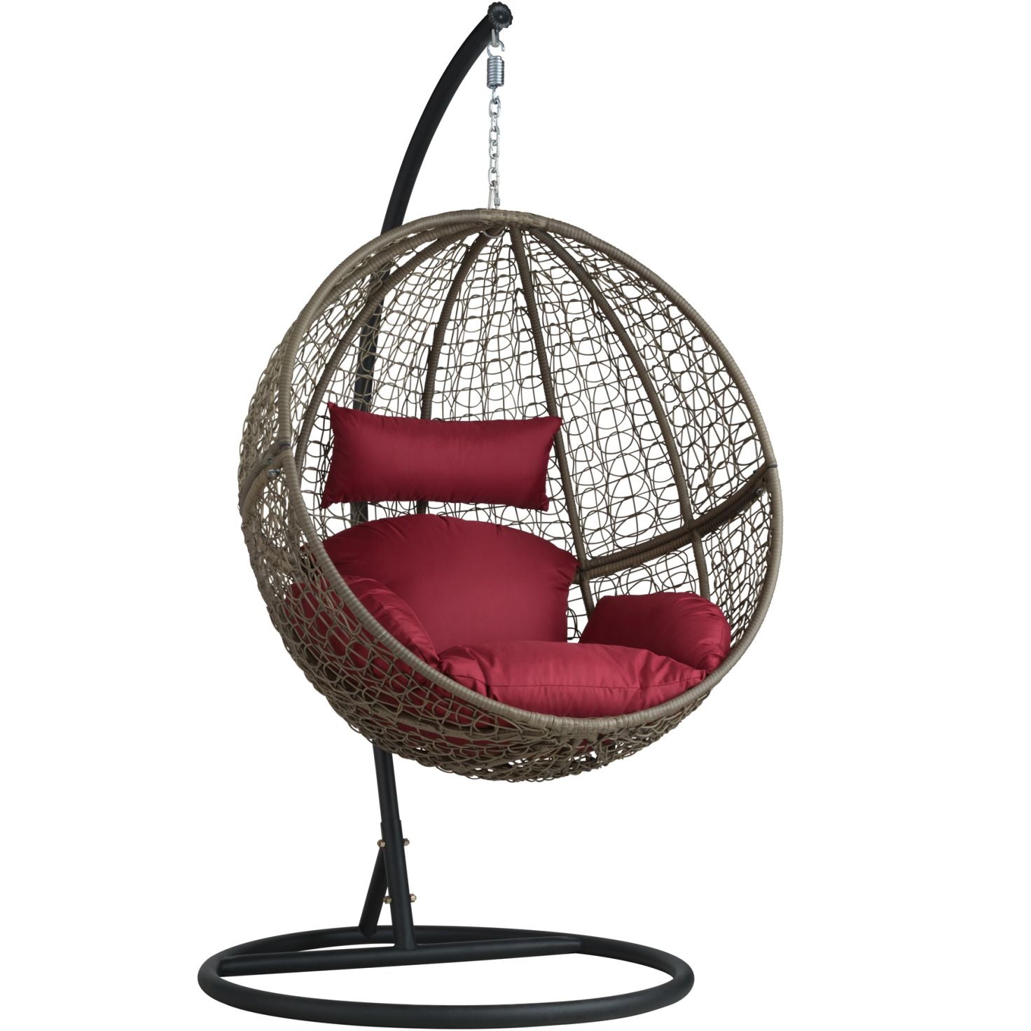 Orsino Single Seater Hanging Swing With Stand For Balcony , Garden Swing (Light Brown)