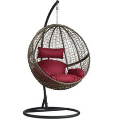 Orsino Single Seater Hanging Swing With Stand For Balcony , Garden Swing (Light Brown)