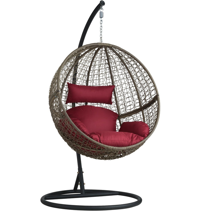 Orsino Single Seater Hanging Swing With Stand For Balcony , Garden Swing (Light Brown)