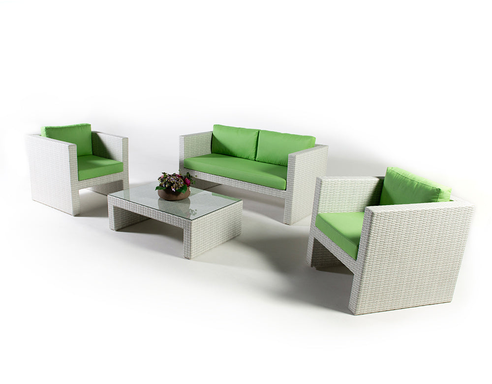 Gucci Outdoor Patio Sofa Set 4 Chairs and 1 Center Table (Off White)