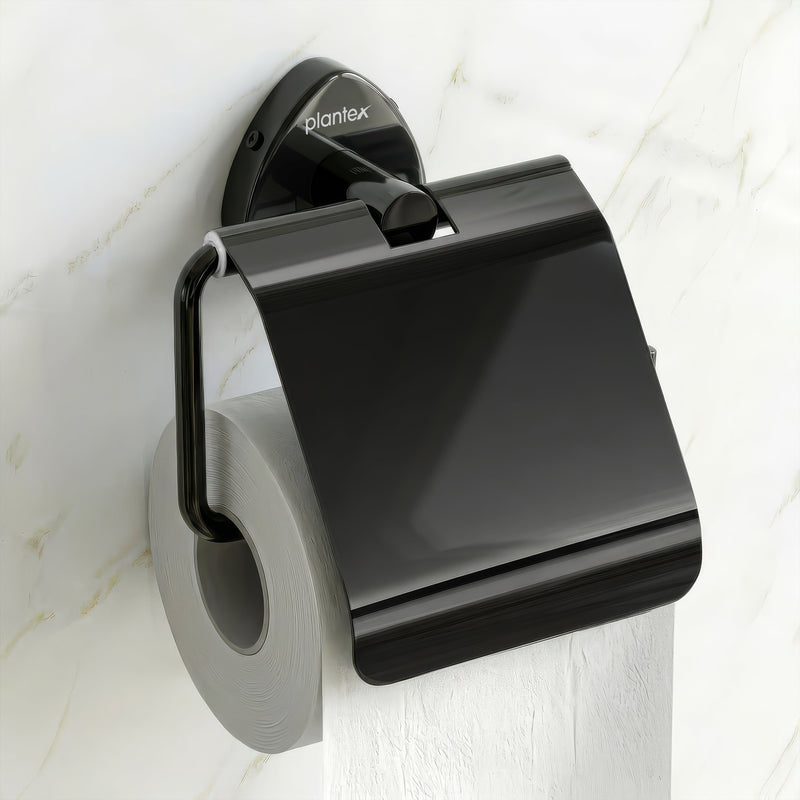Plantex J4 Stainless Steel Toilet Paper Holder for Bathroom/Tissue Holder for Washroom/Toilet roll Holder for Wall Mounted/Bathroom Accessories (PVD Black Finish) Angel-1