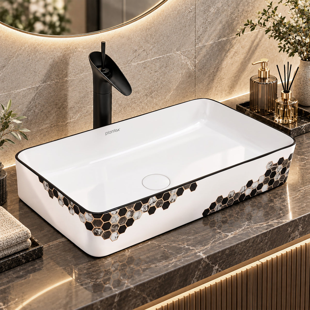 Plantex Ceramic Basin For Bathroom/Table Top Basin/Counter Top Basin For Restaurant/Hotel (24 X 14 X 11 Inch), Silver-1
