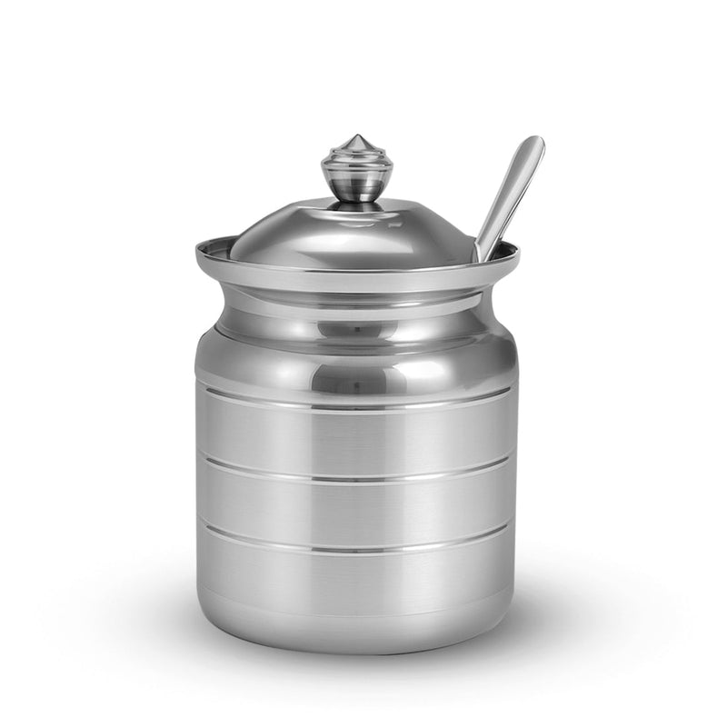 Wonderchef Ambrosia Premium Stainless-steel Ghee Pot with Spoon & Lid, 500 ml, Tight SS Lid, Rust-resistant & Durable Ma