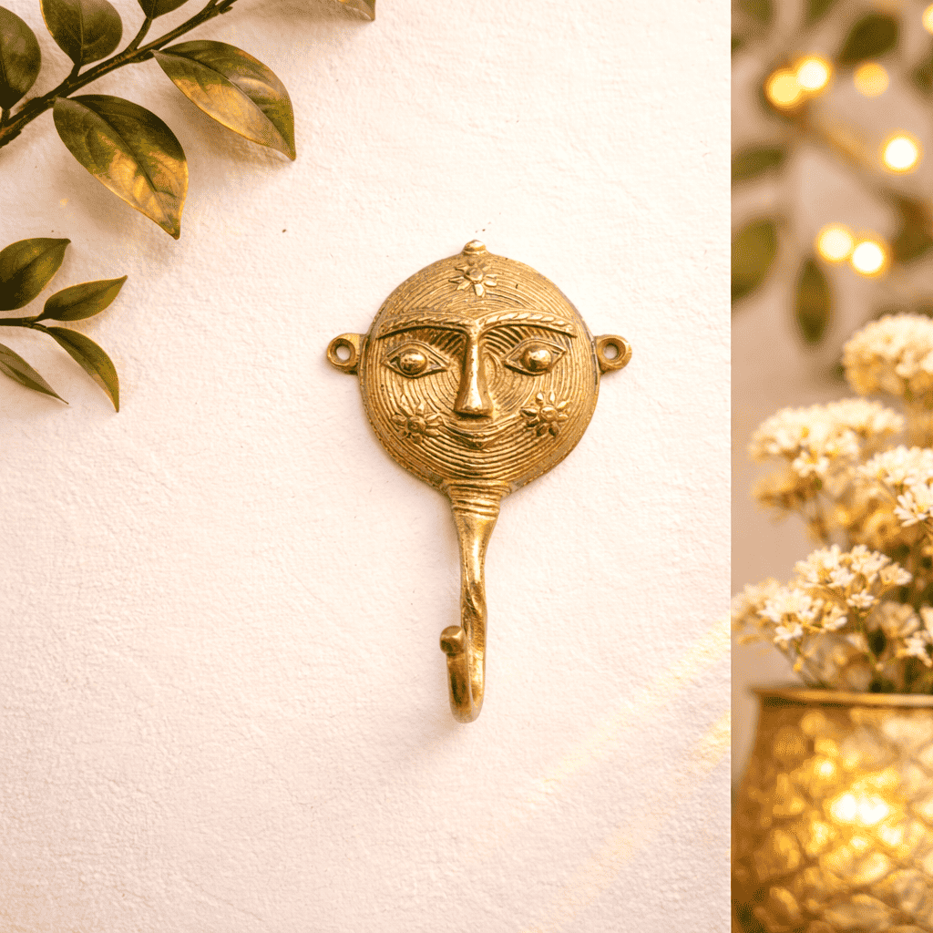 Brass Lady Face Wall Hanging Hanger
