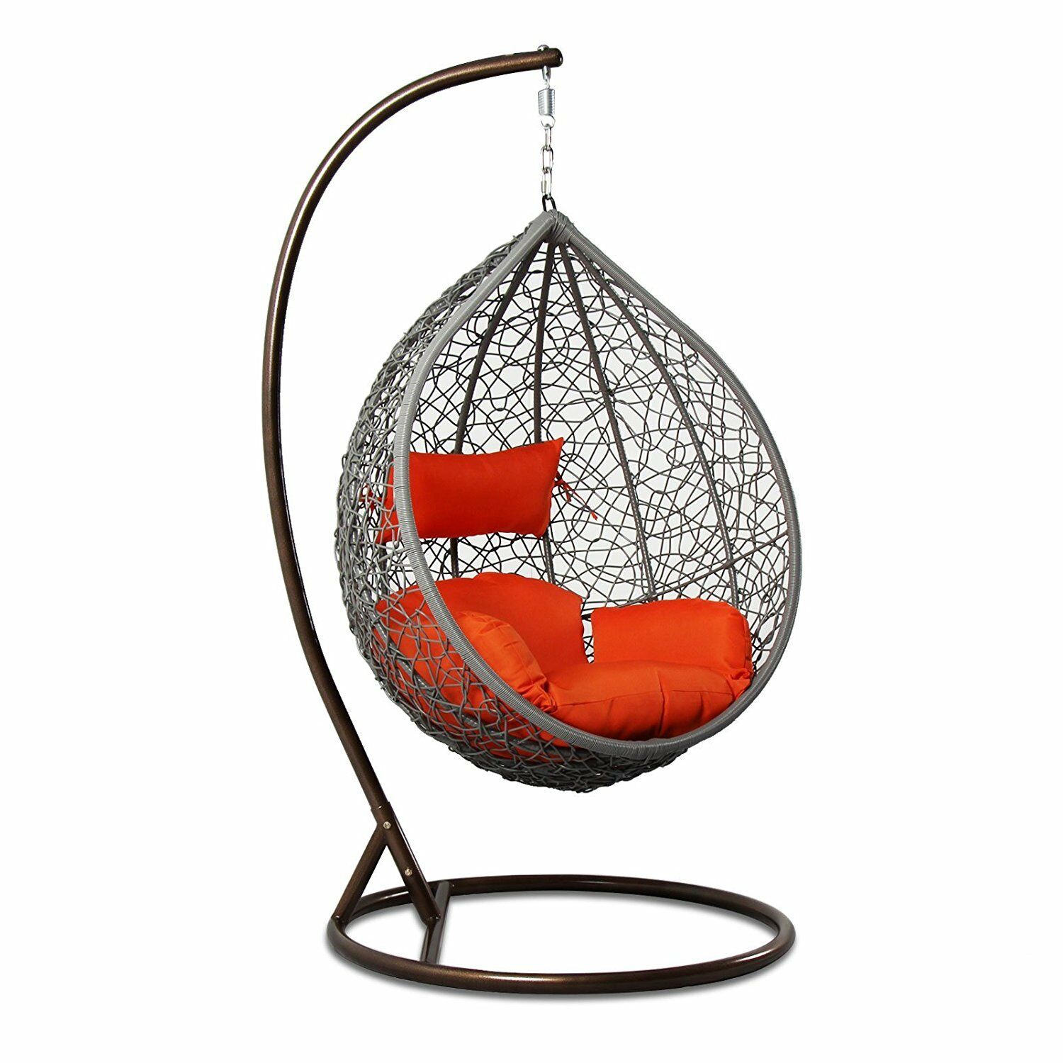 Conti Single Seater Hanging Swing With Stand For Balcony , Garden Swing (Silver)