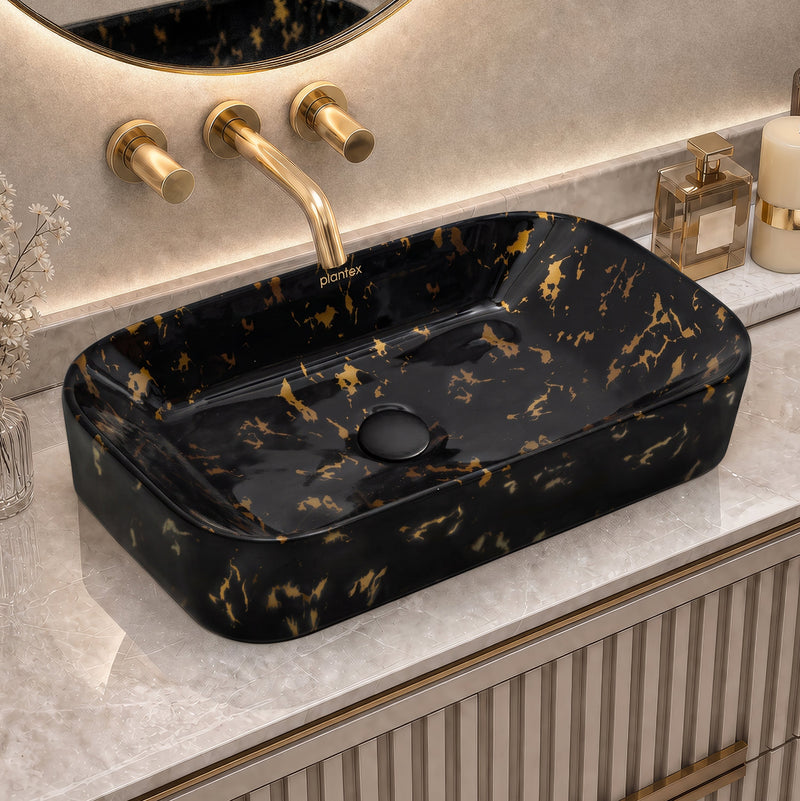 Plantex Tabletop Wash Basin for Bathroom/Designer Ceramic Basin/Rectangle Countertop Wash Basin/Home/Office (21.5 x 14 x 4.5 Inch)-1