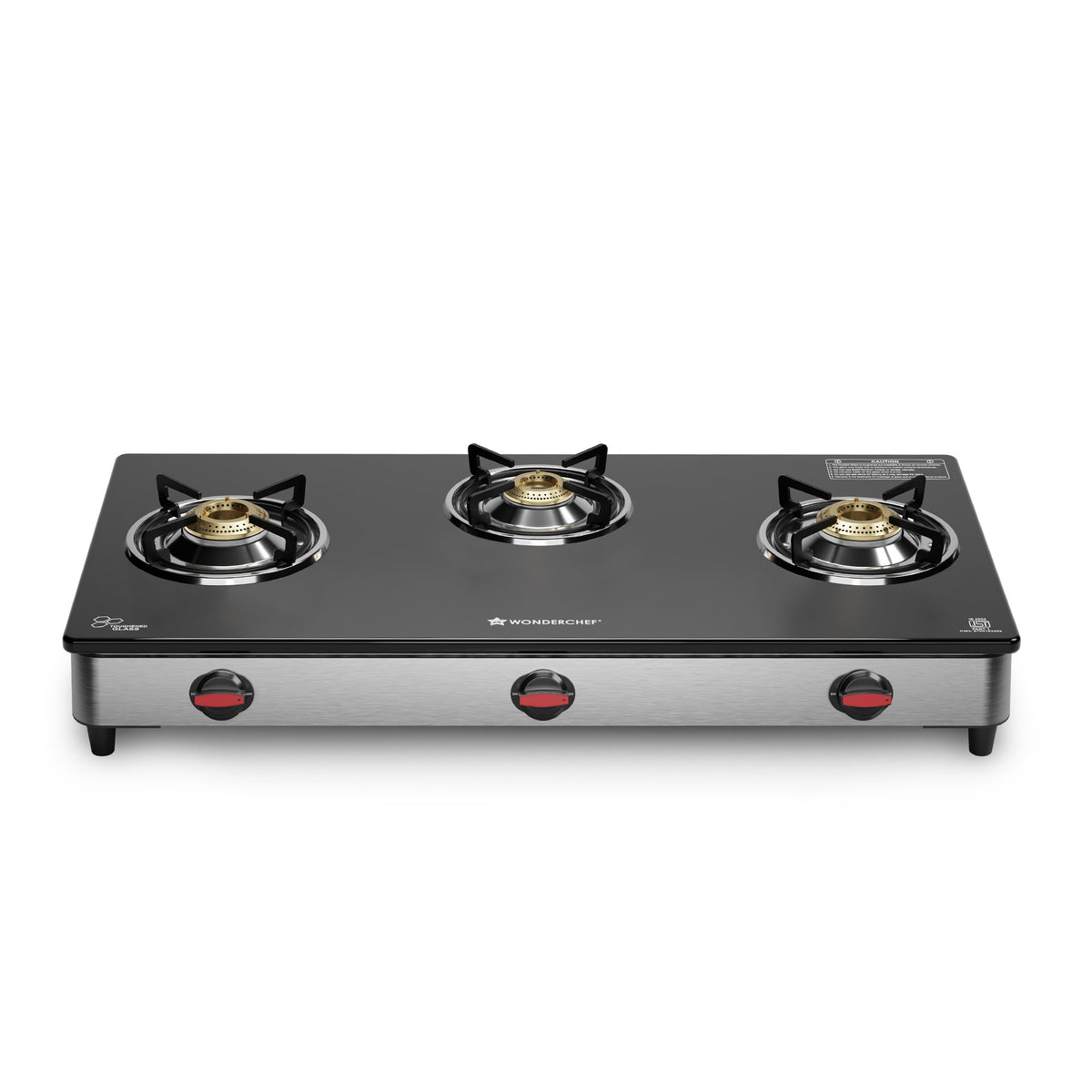 Wonderchef Galaxy 3 Burner Auto Gas Stove | 6mm Toughened Glass | Piezo Auto Ignition | 2 Years Warranty