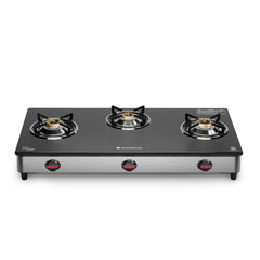Wonderchef Galaxy 3 Burner Auto Gas Stove | 6mm Toughened Glass | Piezo Auto Ignition | 2 Years Warranty