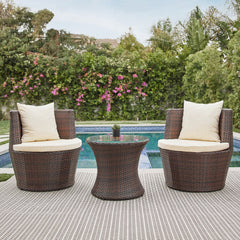 Enzo Outdoor Patio Seating Set 2 Chairs and 1 Table Set (Brown)