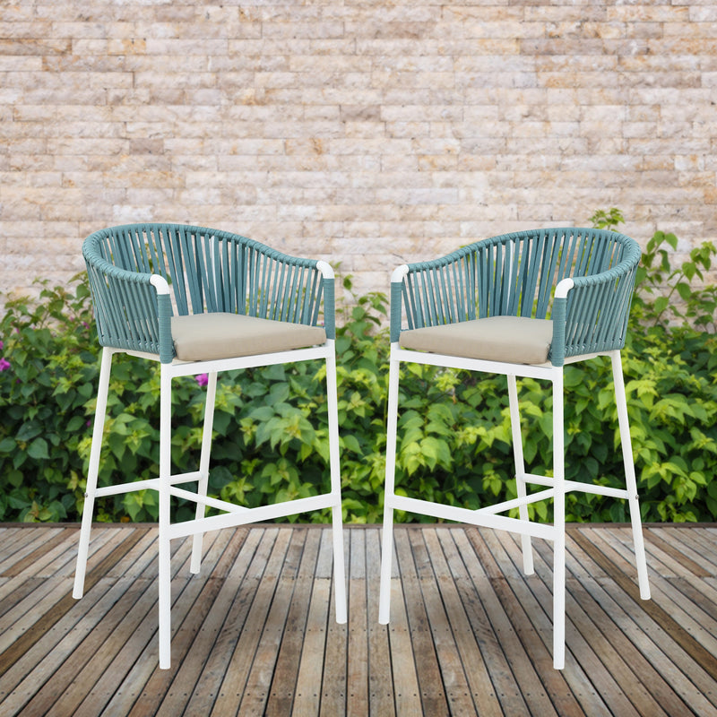 Alp Outdoor Patio Bar Chair 2 Chair For Balcony Braided & Rope